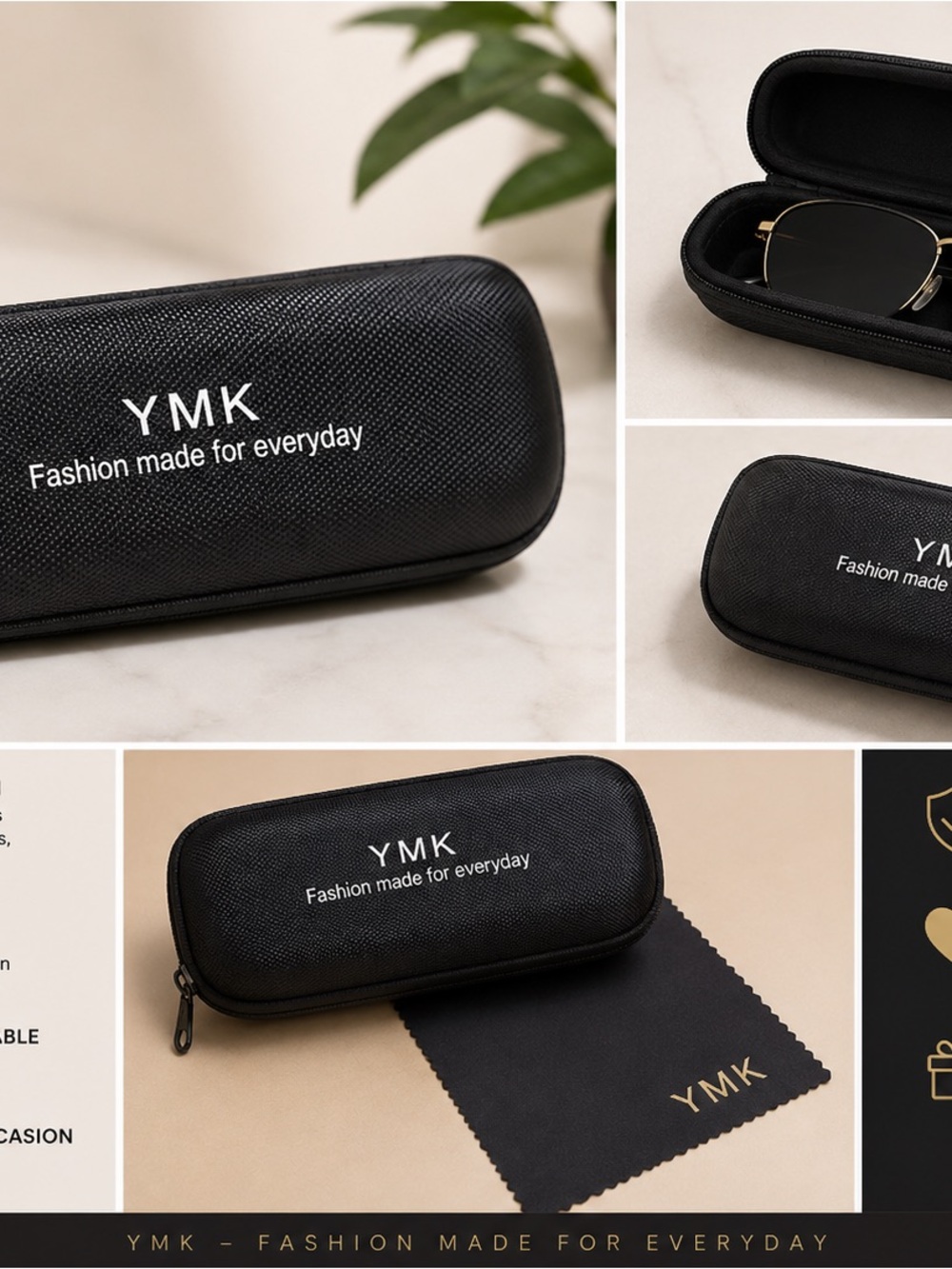 Michael Kors Black Zippered Eyewear Case with Microfiber Cloth